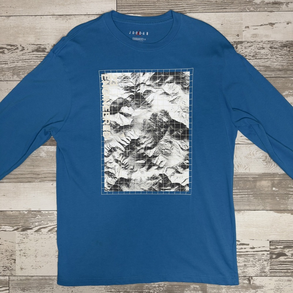 Jordan Shirt Mens Medium Long Sleeve 23 Engineered Grid Topo Graphic Crewneck - Picture 5 of 9